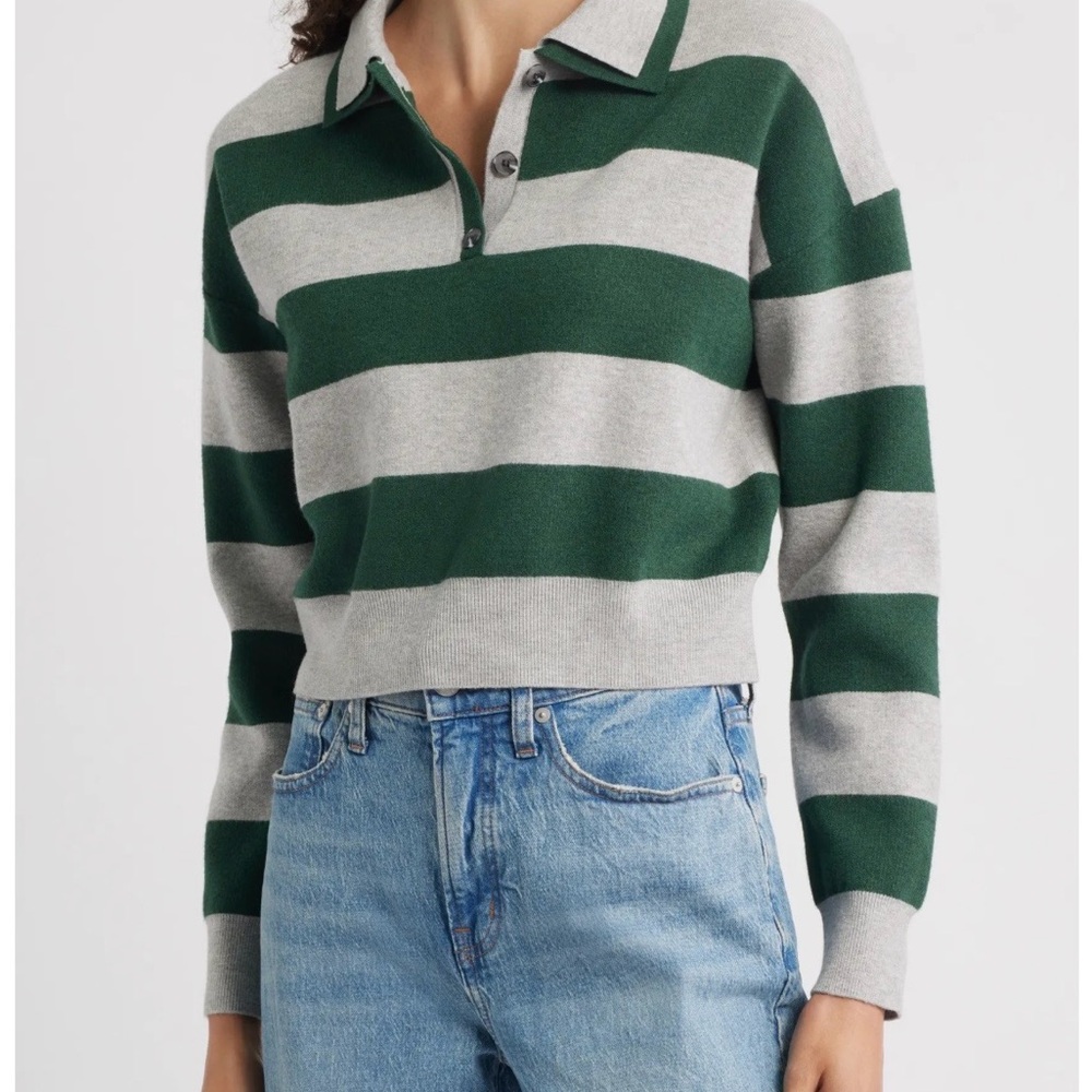 525 America Green and Gray Striped Sweater